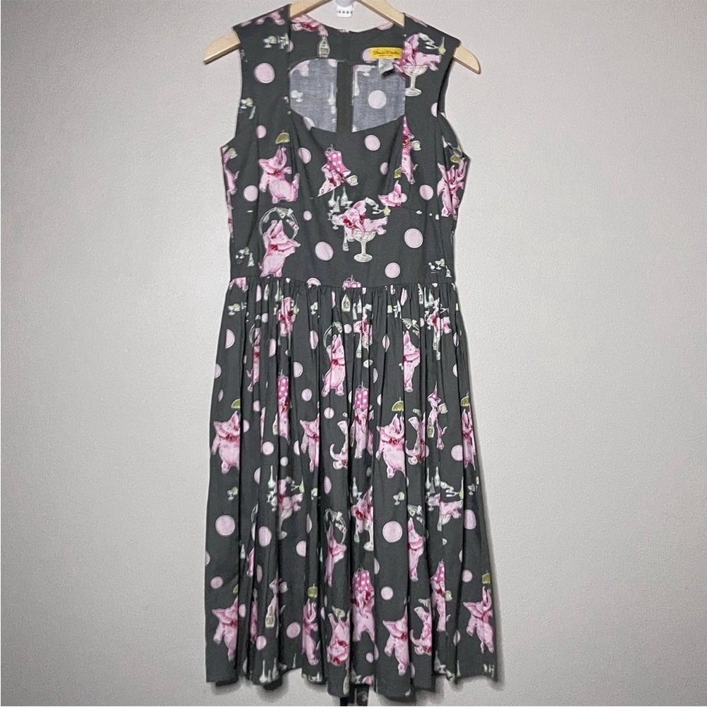 Bernie Dexter Sugar Doll Elephant Print Fit & Flare Dress - Picture 2 of 10